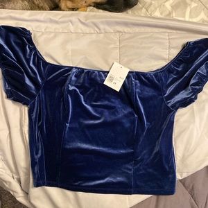 Blue velvet mid drift top